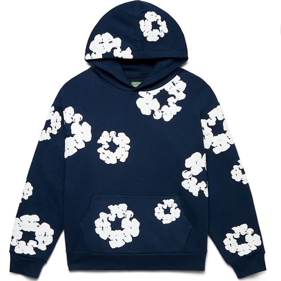 Denim Tears Other - Denim Tears Navy & White Flower Pattern Hoodie